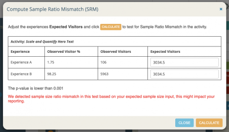 Sample Ratio Mismatch (SRM)